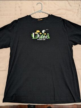 Dime Plein-Air Black Short Sleeve Tee with Floral Logo